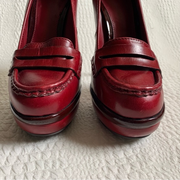 Carvela Oxblood Leather Platform High Heels Loafer Stilettos EU38 UK5 - Picture 4 of 14